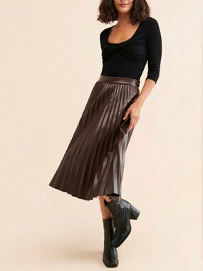 Mare Mare Pleated Vegan Leather Skirt